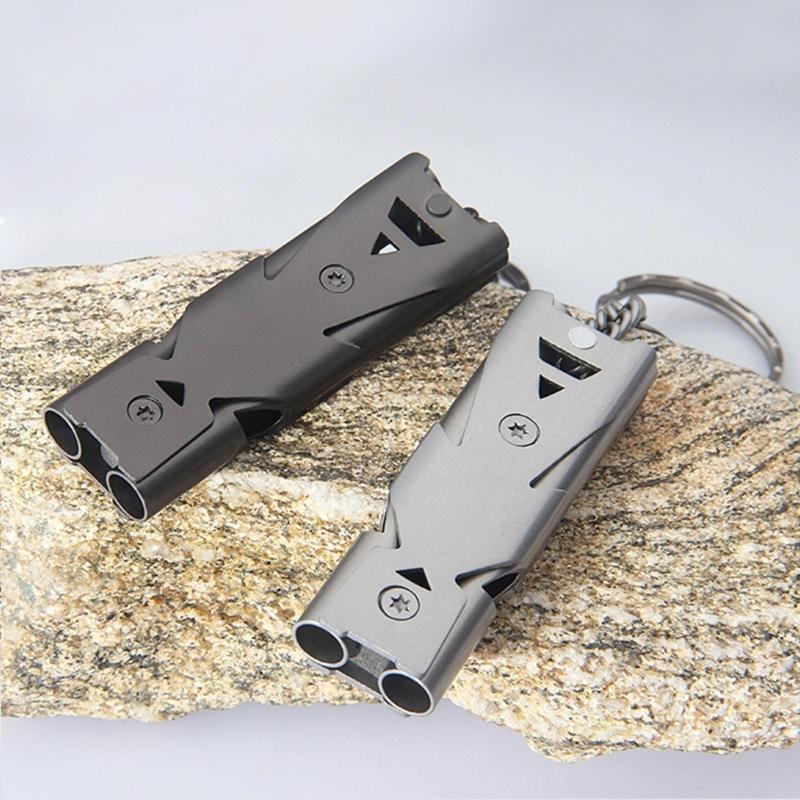 Stainless Whistle Outdoor Emergency Survival Whistles Gear Double Pipe Whistle
