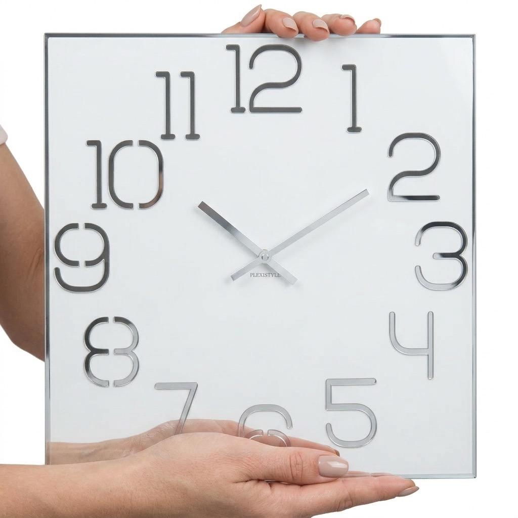 Wall clock for the living room, white, digital, 30cm