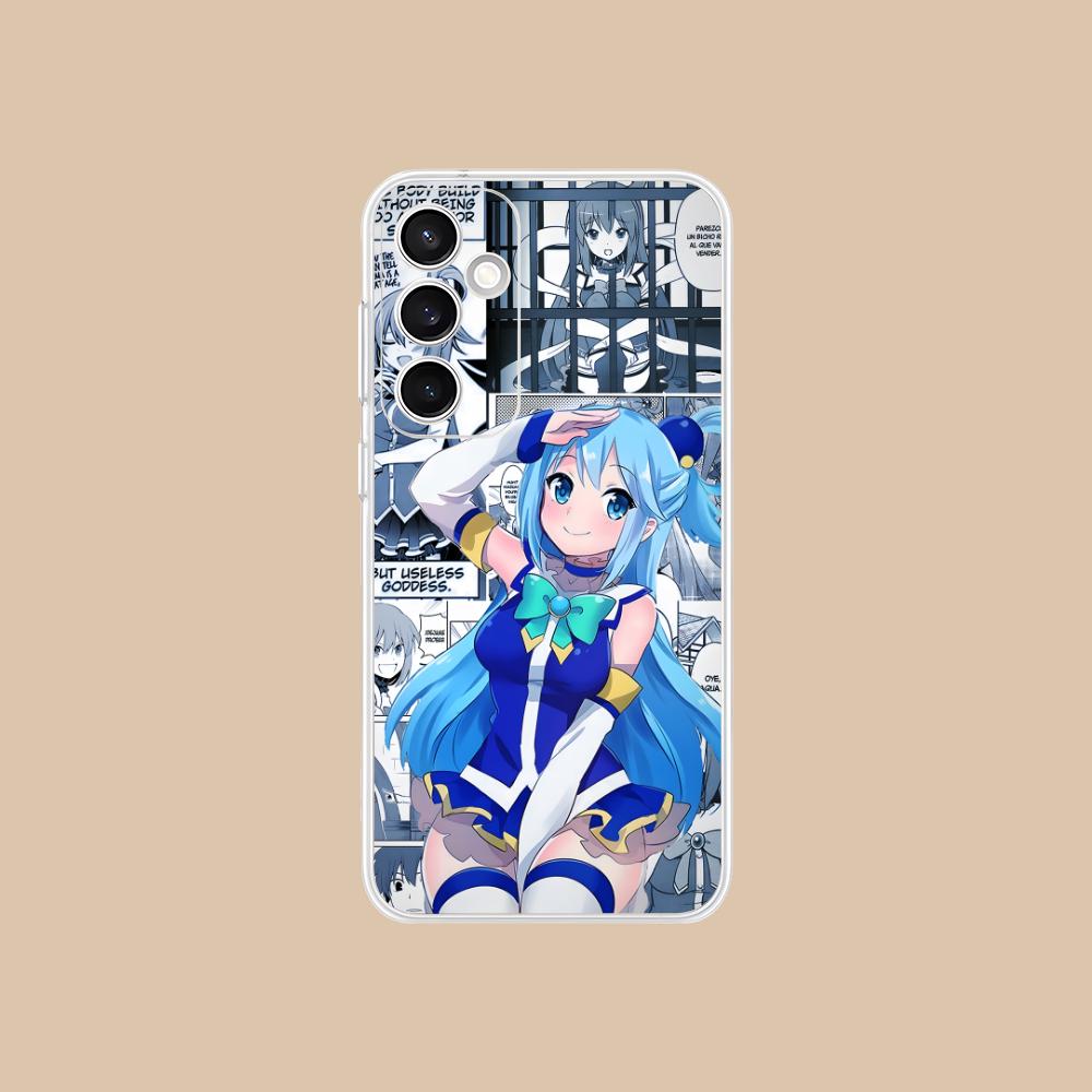 Чехол для мобильного телефона Konosuba Aqua для Samsung Galaxy S25 S24 S23 S22 S21Plus FE Ultra Прозрачный Цветной Защитный Смартфон Красивый