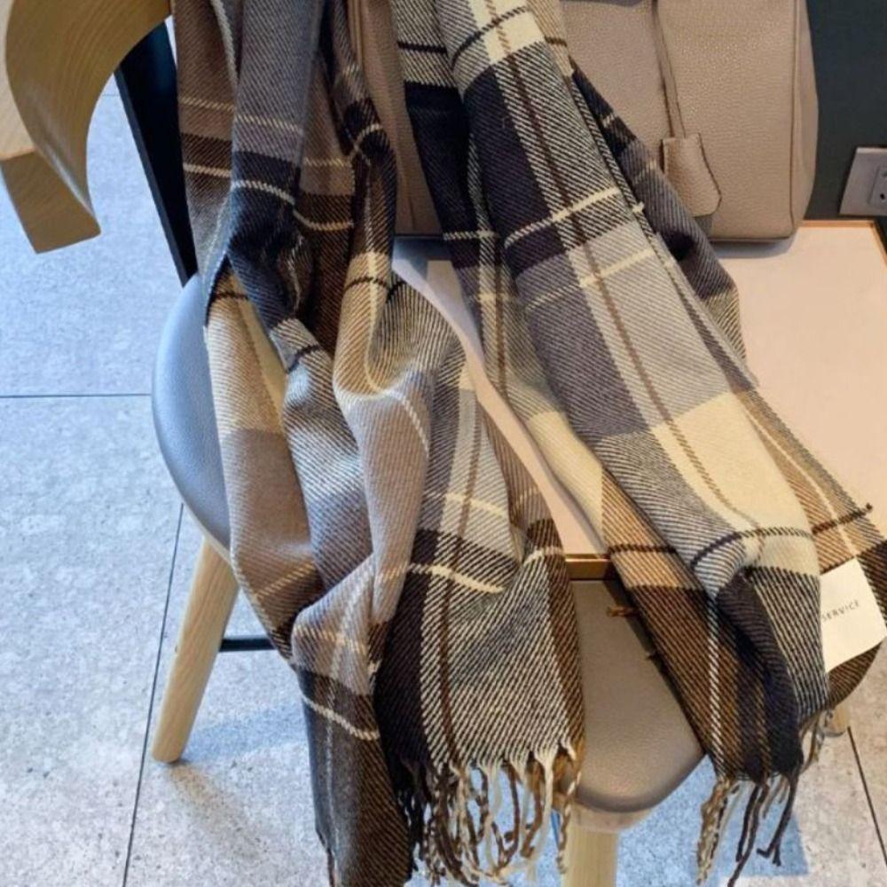 Soft Winter Plaid Scarf Warm Wrap Shawls New Long Tassel Scarves Girls