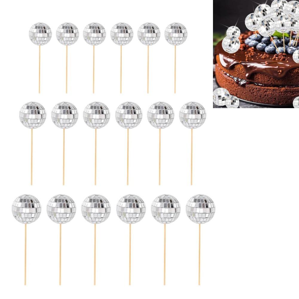 DIY Disco Ball Cupcake Toppers Cake Decoration Mini Mirror Disco Ball Light Reflective Glass Ball Wedding Party Christmas Decor