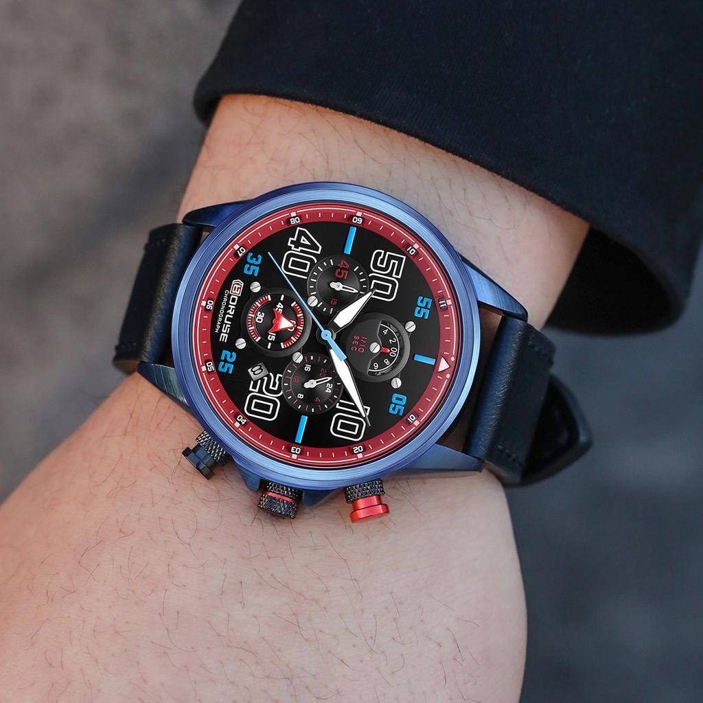 BORUSE Классические повседневные часы Мужские часы Большой циферблат Большие цифры Мужские часы Стрелочные кварцевые мужские часы Классические повседневные часы Кожаный ремешок