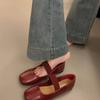 Shallow Single Shoes Women's Shoes Square Head with Flat Mary Jane Shoes and Soft-soled Shoes