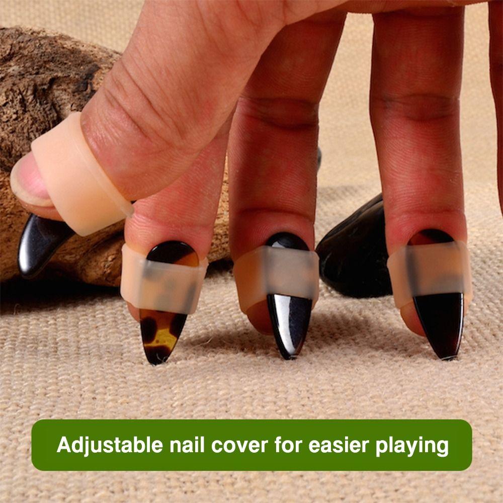 Silicone Guzheng Nail Cover Guzheng Practice Finger Protector Nail Tips Fixing Ring