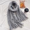 New Solid Color Wool Gray Scarf Women's Autumn and Winter Warm Long and Narrow Knitted Wool Scarf