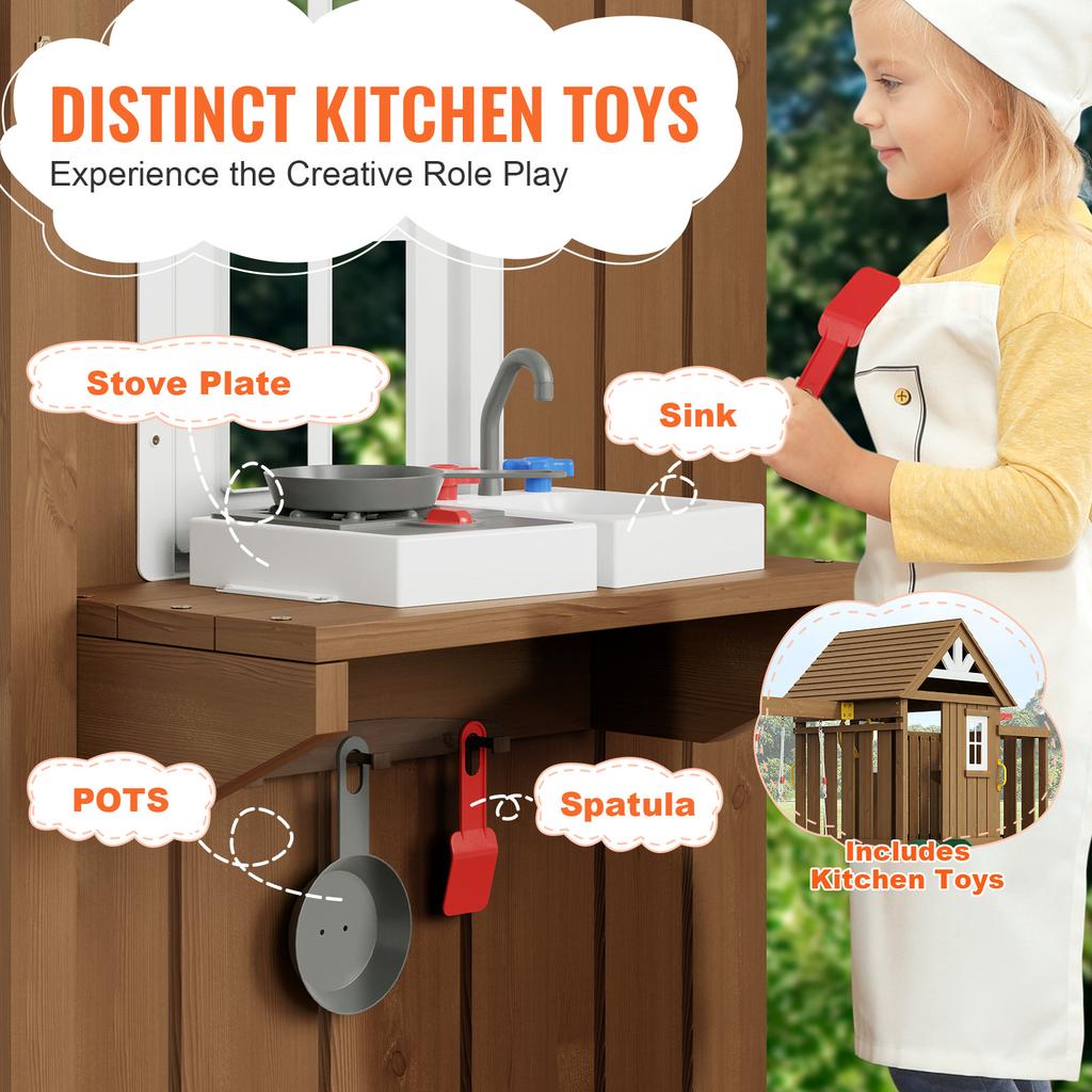 SucceBuy Деревянный игровой комплекс 9/10 В 1 для улицы для задних дворов 2 качели трапеция 6 футов горка большая верхняя крепость