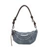 Denim bag bag women's 2025 summer new women's bag niche pearl chain armpit bag one-shoulder crossbody dumpling bag