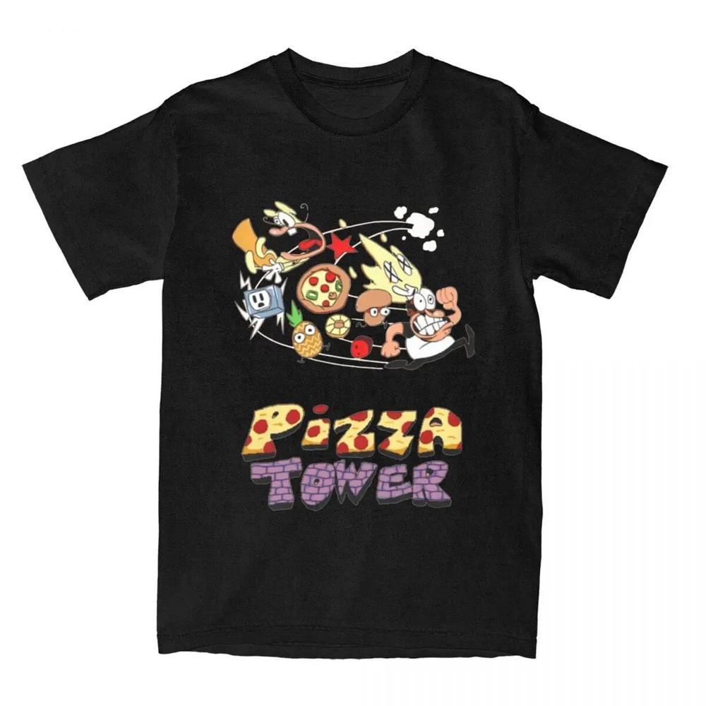 Pizza Tower Пеппино Транс Игра Футболка Мерч Мужчины Женщины Чистый Хлопок Графическая Футболка