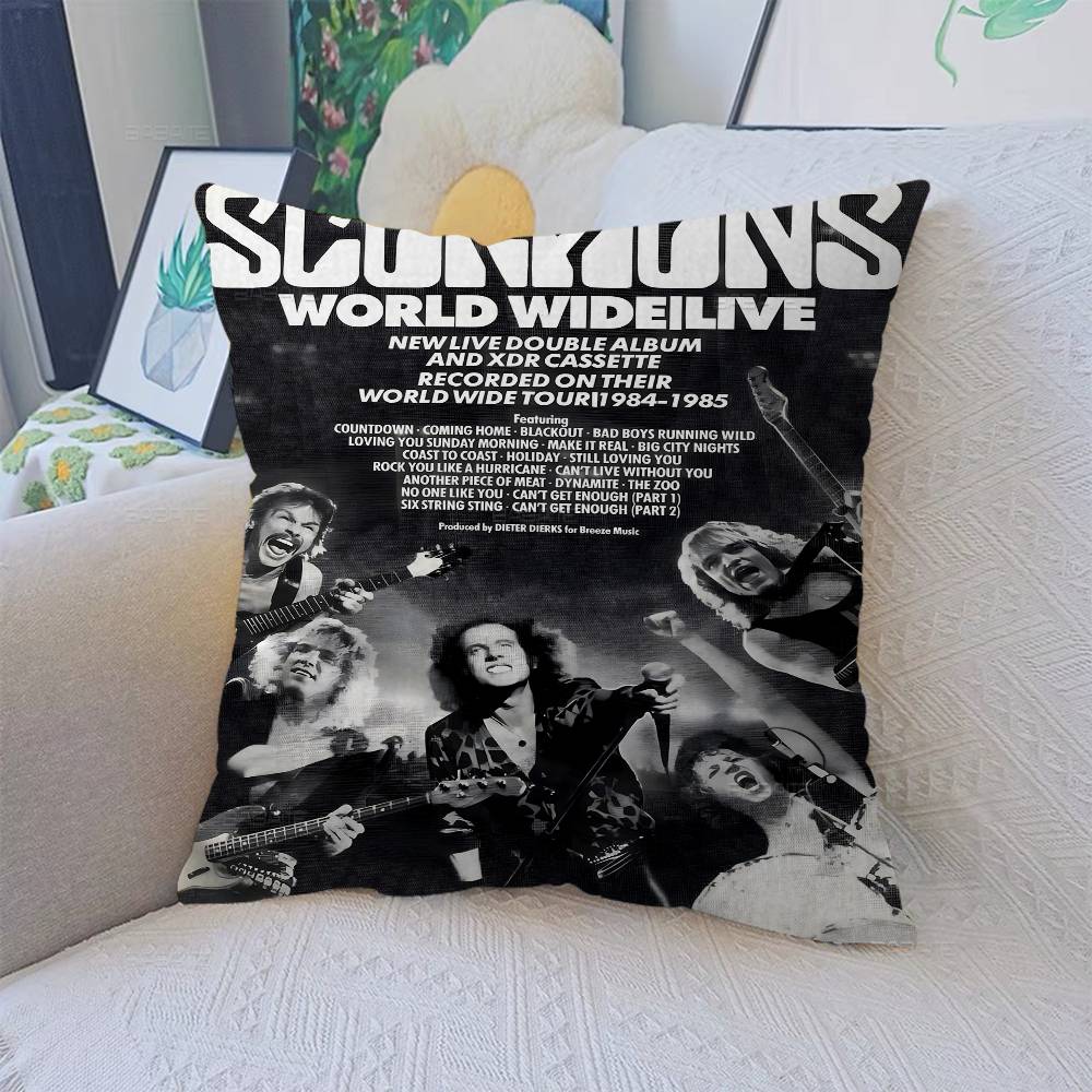 S-ScoRpiOns Band Album Cover Pillow Case Cushion Cover Car Throw Pillow Case For Sofa Car Christmas Gift 40x40cm 45x45cm