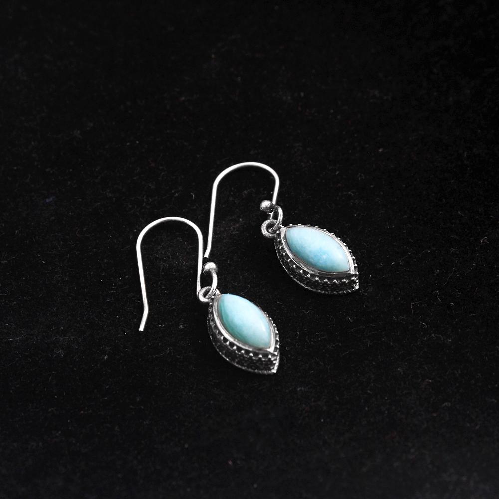 Natural Larimar Earring, Women Earring, Silver Jewelry, 925 Sterling Silver, Handmade Jewelry
