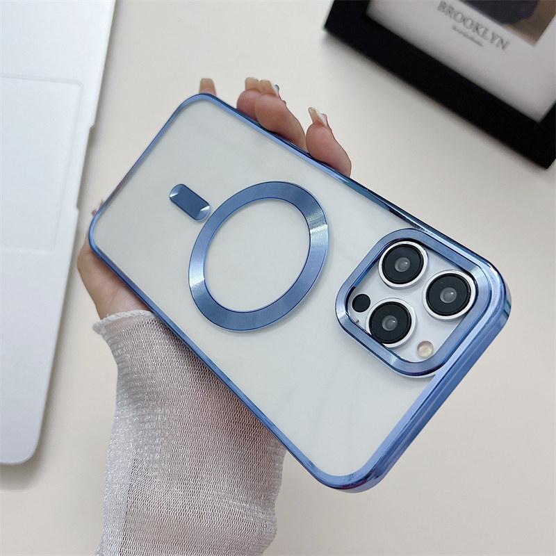 Роскошный магнитный чехол с гальваническим покрытием Golden Shield для беспроводной зарядки для iPhone 14 13 12 11 Pro Max, защитный чехол от падения