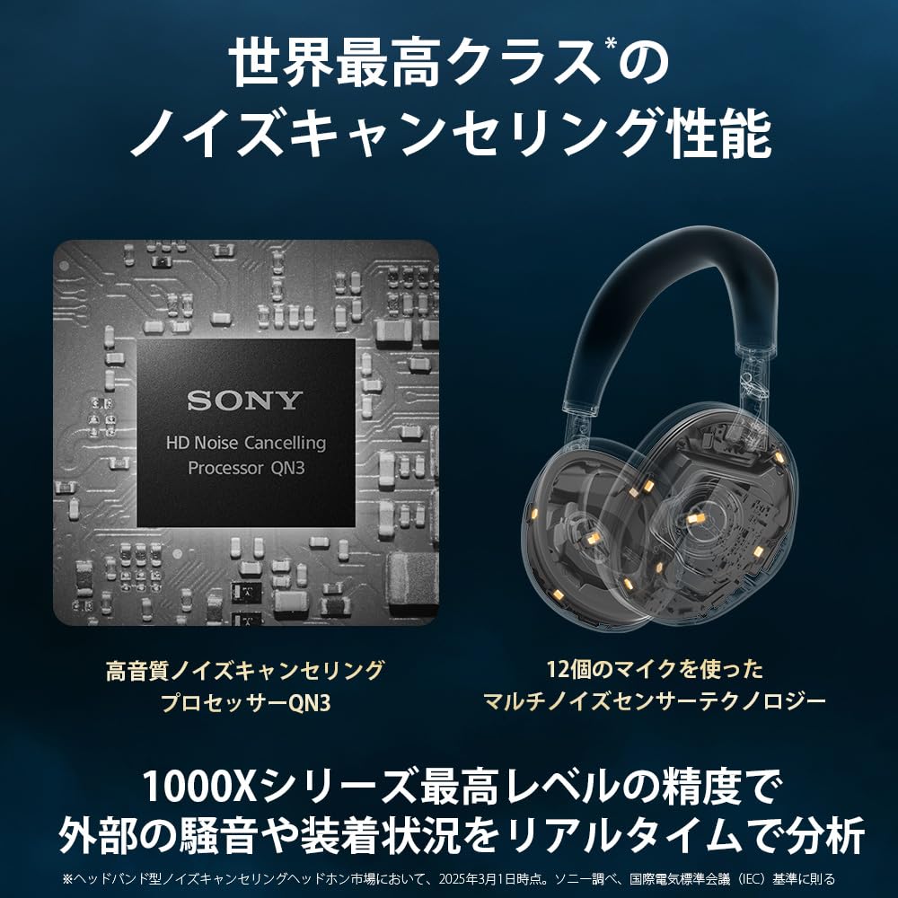 Sony WH-1000XM6 Black Wireless Headphones: World-Class Noise Cancelling, Bluetooth, Long Battery Life, Foldable, Ambient Sound Capture