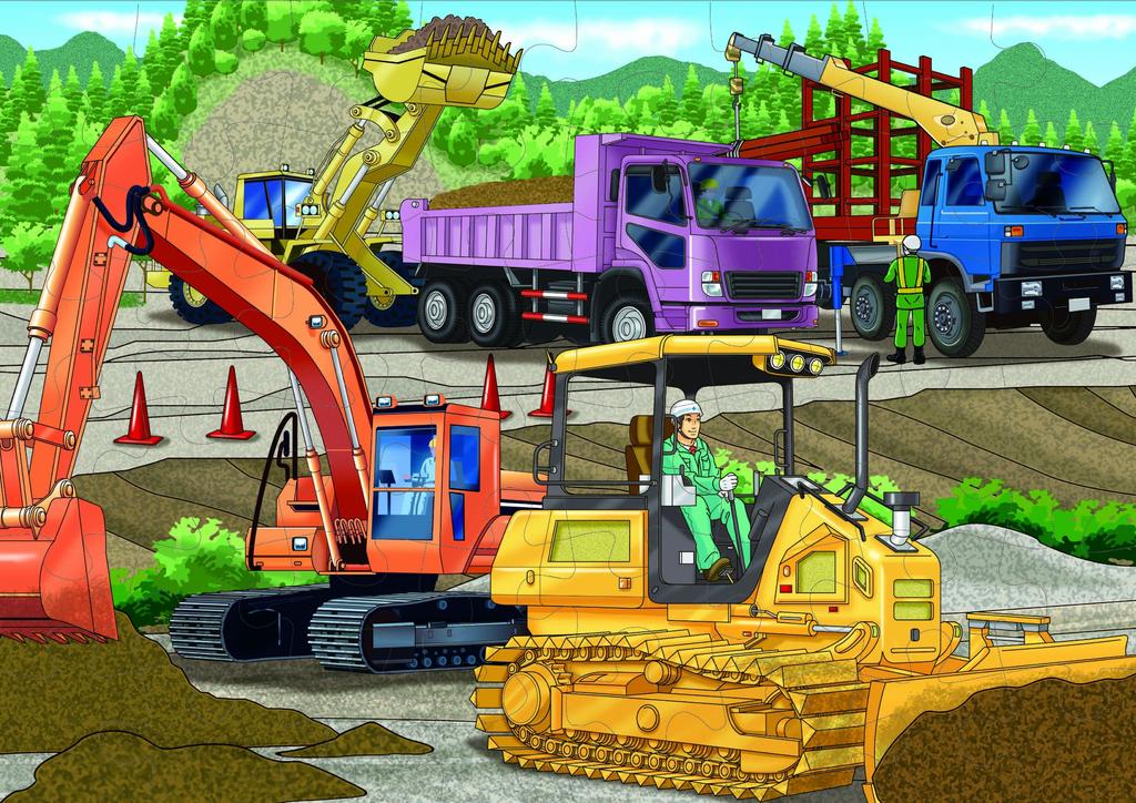 KUMON PUBLISHING Kumon Jigsaw Puzzle STEP 3 Amazing Working Vehicles Educational Toy for Ages 2.5 and Up