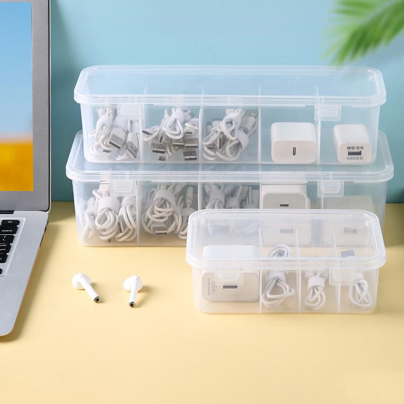 Прозрачный органайзер для зарядного кабеля, коробка для управления кабелем передачи данных, USB-коробка для хранения, небольшой органайзер для настольных принадлежностей и хранения
