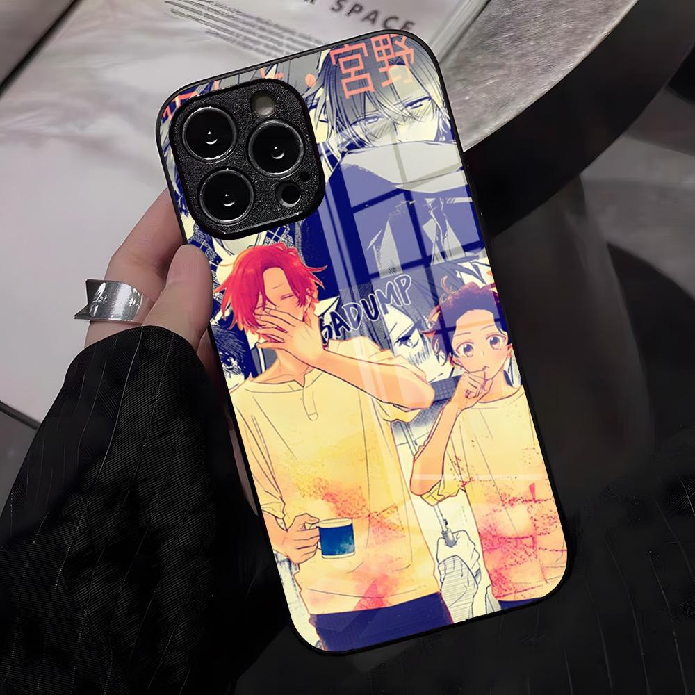 Чехол для телефона с персонажами аниме Сасаки и Мияно для iPhone 17 Pro Max 16 15 14 Pro Max 13 11 X Xs Xr 8 7Plus Стеклянная крышка