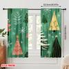 2pcs,2D plane printing Curtain Popular Festive Green Christmas Trees Snowflakes Polyester Woven (without rod) Decorations