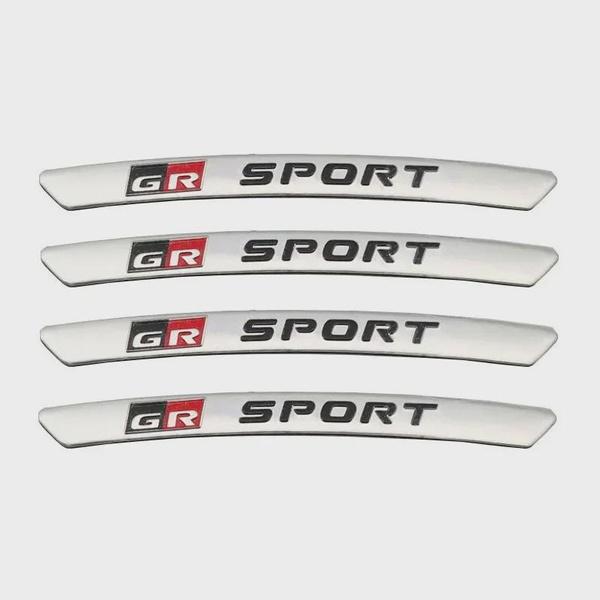 4pcs X Aluminium GR Sport Logo Wheel Rim Stickers Decals For Toy-ota GRSPORT Emblem Badge YARiS Corolla RAV4 Camry Prado Highland
