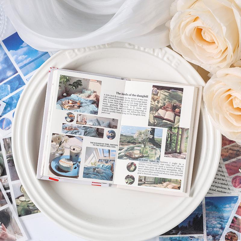 Милая наклейка с пейзажем для девочки, цветочный океан, закат, природный пейзаж, канцелярская наклейка, DIY Декор, наклейка для скрапбукинга