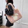 Осенне-зимняя сумка большой вместимости женская новая милая плюшевая сумка с кроликом простая наплечная сумка для офисного работника
