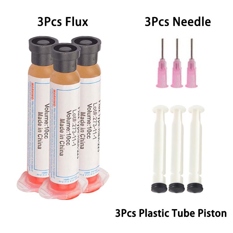 1 комплект 10 куб.см Паяльная паста Флюс Смазка RMA-223 с 10 иглами для компьютерных чипов Телефон Светодиод BGA SMD PGA Инструменты для ремонта печатных плат