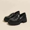 2025 Autumn British Style Small Leather Shoes Women's New One-pedal Single Shoes Small Height-increasing Thick-soled Muffin Loafers