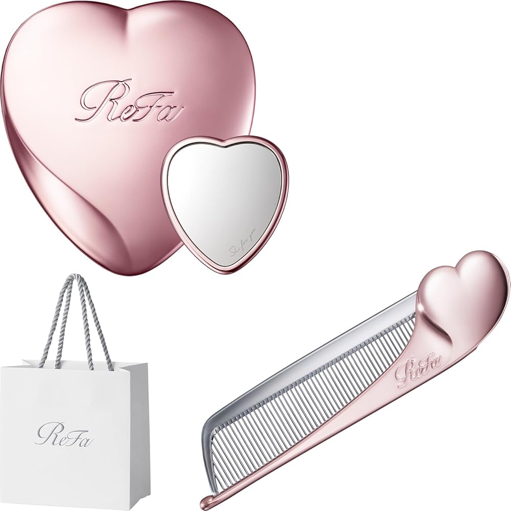 Зеркало ReFa Heart + Расческа ReFa Heart Aira Набор Розовое Золото + Компактный Дизайн + Аксессуары для Красоты