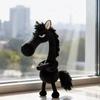 1PC Black Horse Keychain Plush Toy Backpack Pendant Decoration Year of The Horse Plush Toy New Year's Gifts for Boys and Girls