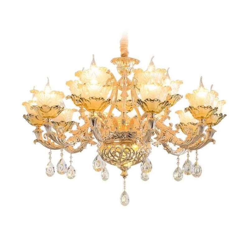 Европейские люстры Роскошная вилла Люстра для гостиной Простая атмосфера Спальня Свеча Хрустальная лампа Теплый свет для ресторана