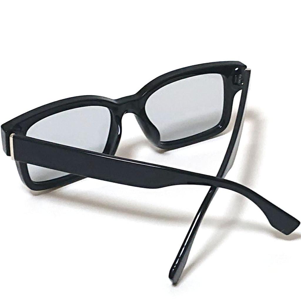 [FashionBerry] Black x Light Gray Sunglasses for Men and Women, Square, Big Frame, 99% UV Protection, Fashion Glasses, Clear Lenses, Colored Lenses,