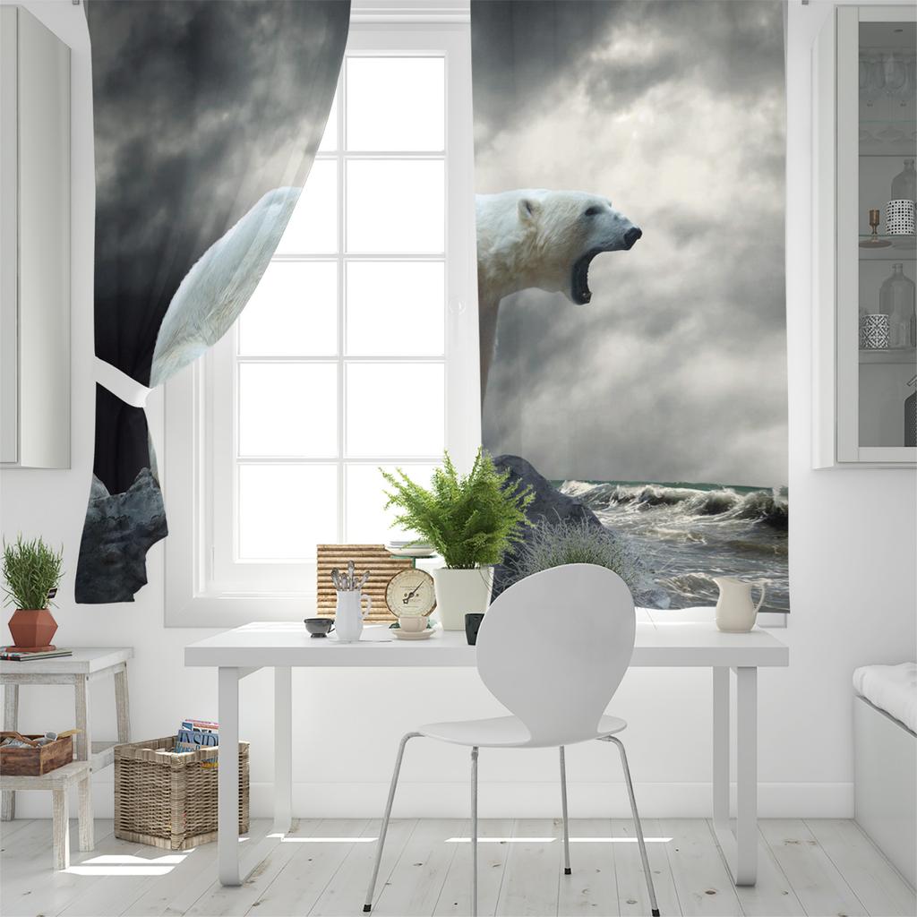 Полярный Медведь Риф Темные Облака Домашний Декор Оконные Шторы Спальня Кухня Шторы Панельные Шторы для Гостиной