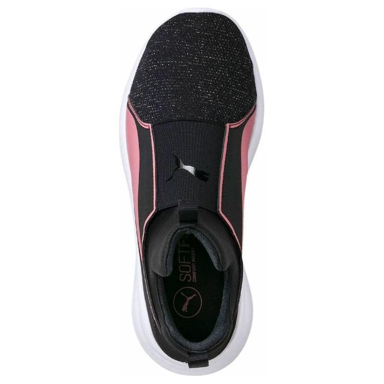 Puma Rebel Mid Gleam Удобные Универсальные Нескользящие Износостойкие Полувысокие Повседневные Кроссовки для Бега Женские кроссовки Черные Розовые 364619-01