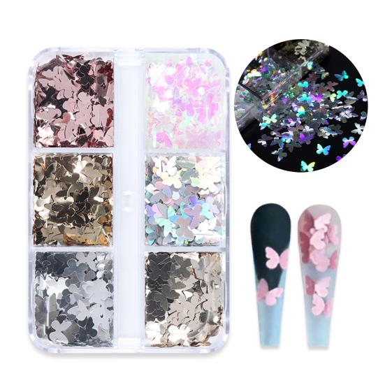 1 Box Nail Flake Bright Reflective High Saturation Foils Luxury Nail Design Irregular Butterfly Flakes for Manicure