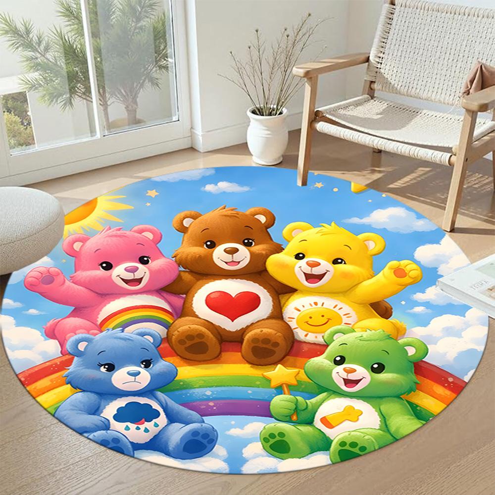 Care Bears Round Carpet Design for Living Rooms Game Room Decorate room Study room Anti-slip Round Rug Office home decor Perfect Gift for Women Men