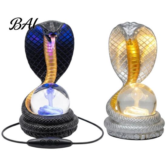 Year of The Snake Decor Shaped Desk Lamp, Resin LED Table Light with RGB Color Gothic Desktop Ornament Changing, Faux Crystal Ball Lamp for