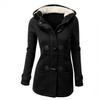 2024 Classic Cotton Blend Hooded Coat with Leather Horn Buttons for Autumn and Winter
