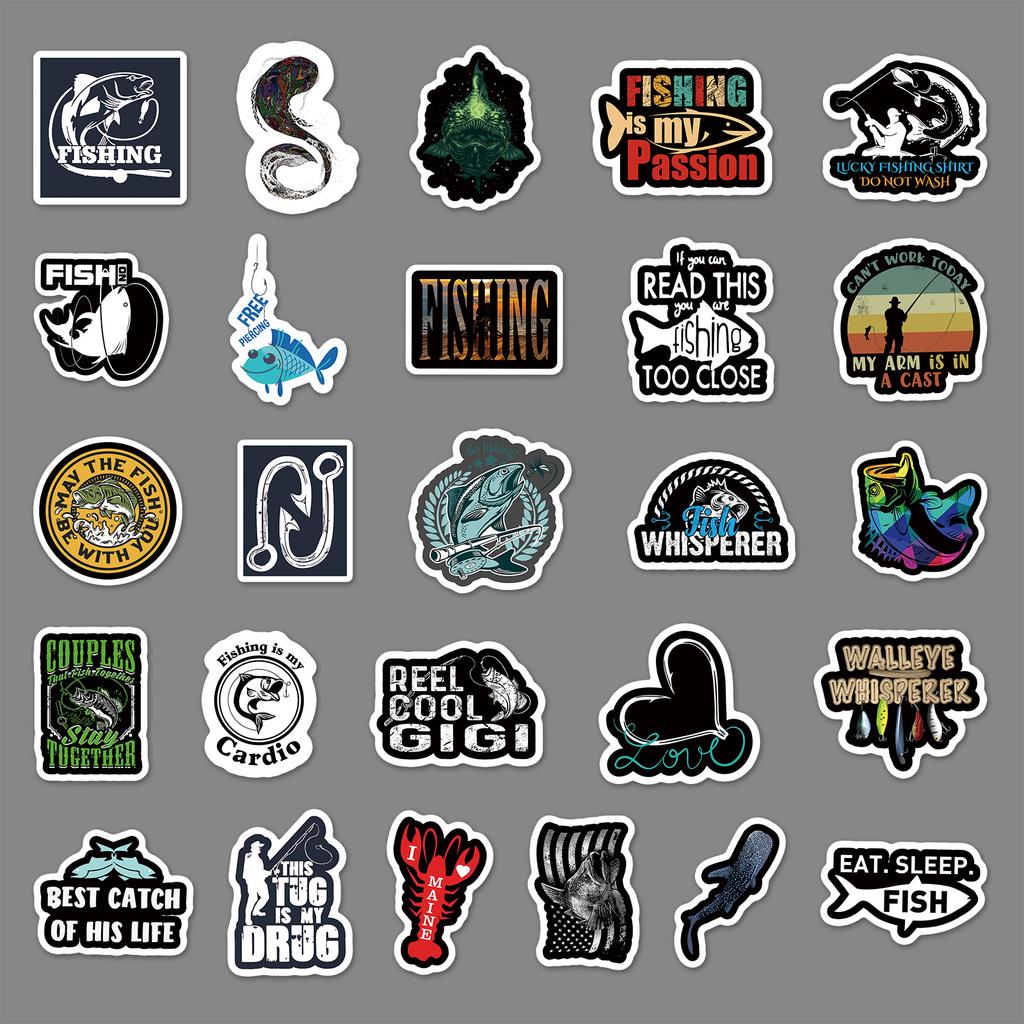 51 Фото Рыбалка и Морская Рыбалка Серия Мультяшный Креативный Чемодан Наклейки на Ноутбук Автомобиль Водонепроницаемые Декоративные Наклейки