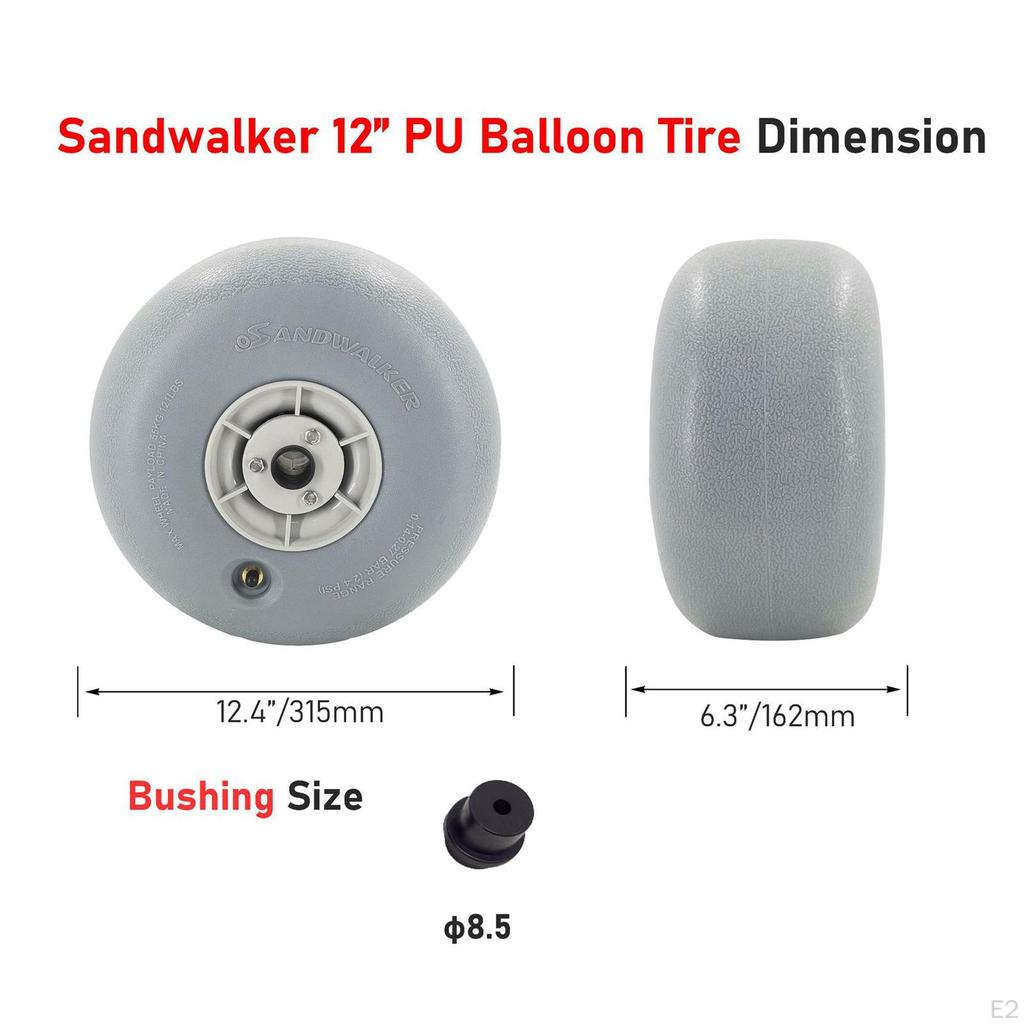 Balloon Wheels, 12 Inch, Inflatable Tires for Beach And Fishing Carts