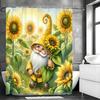Yellow Dwarf Sunflower Shower Curtain, Bathroom Decorative Shower Curtain, Waterproof Shower Curtain with Hooks