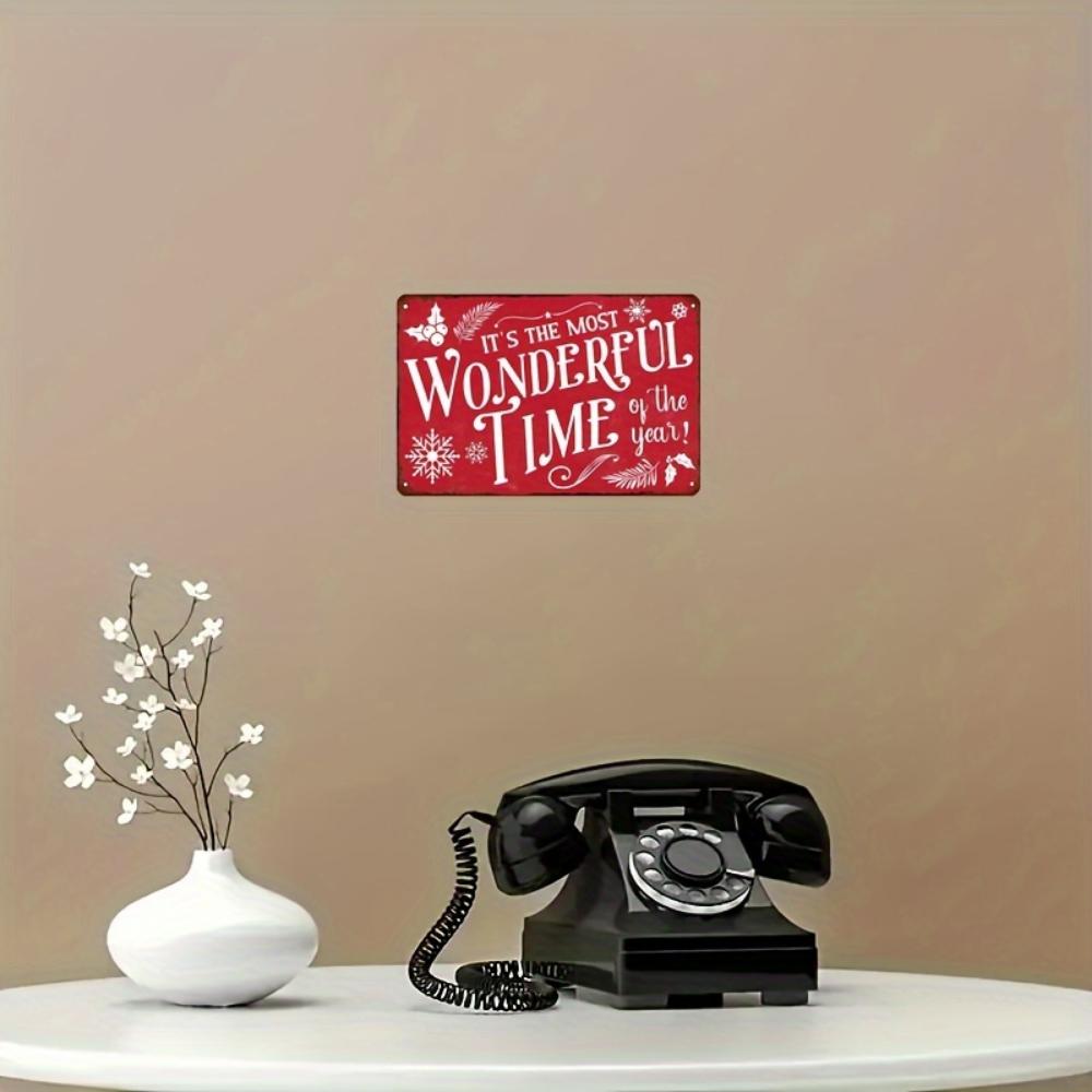 Vintage "The Most Wonderful Time of the Year" Metal Sign - 8x12 Inch, Fade Resistant, Vintage Style, Wall Hanging