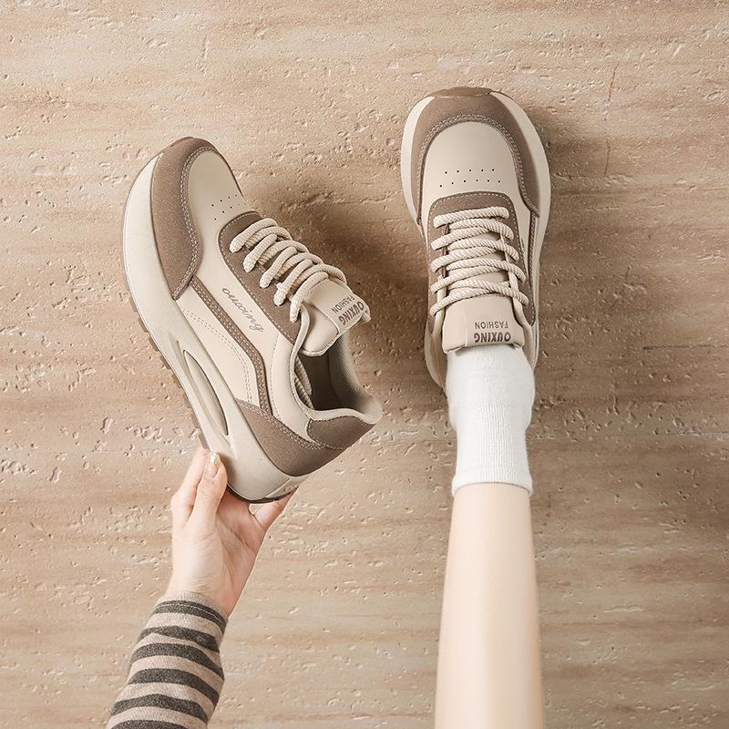 2025 Spring Little White Shoes New Korean Version Ins Female Students Platform Heightening Sports Board Shoes Casual Street Shot G6809