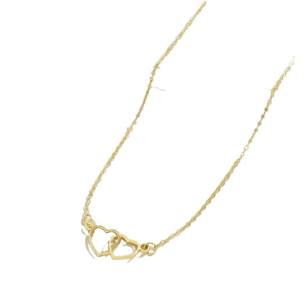 Fashion Valentine's Day gift love necklace simple cold wind double love thin chain collarbone chain female