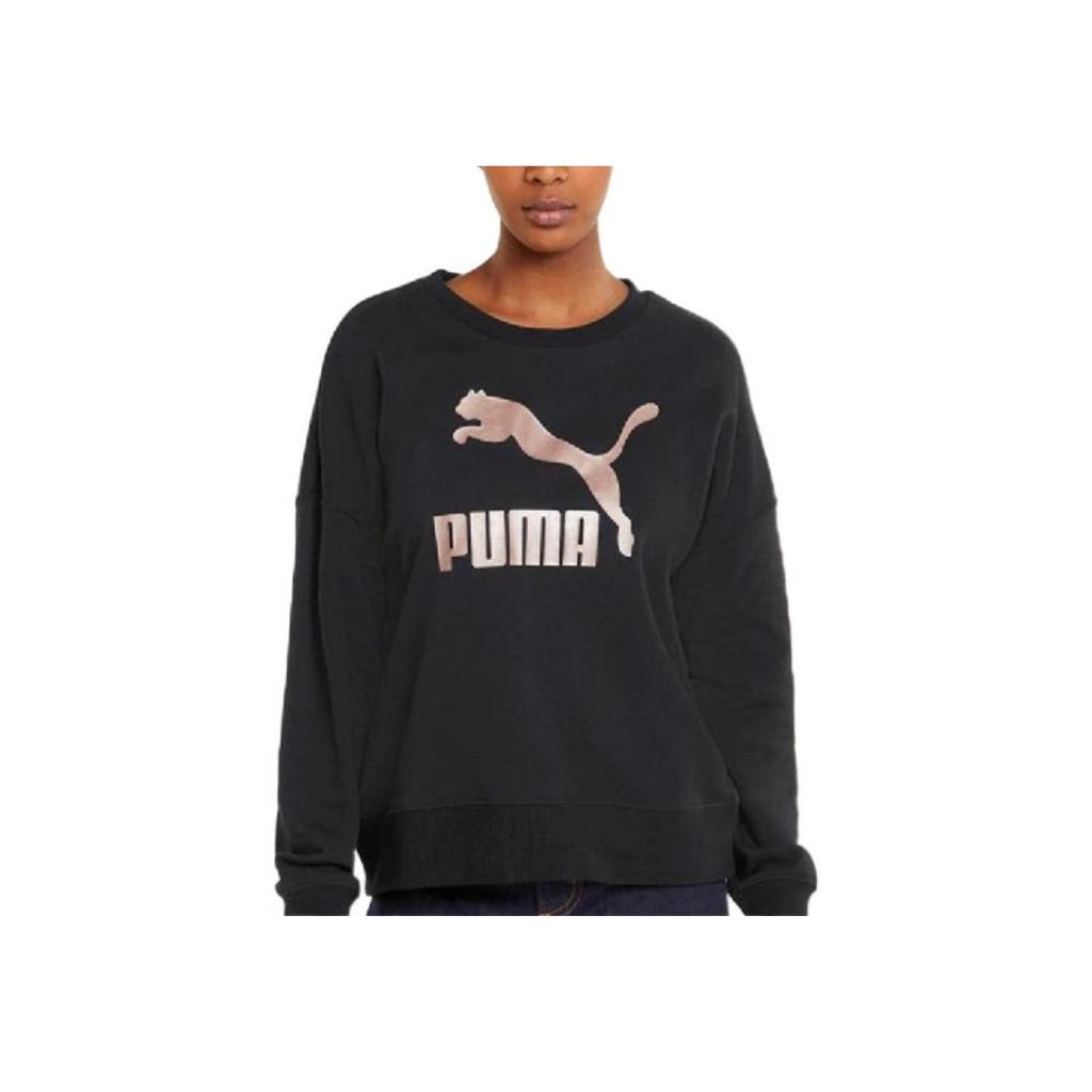 Puma Толстовка с круглым вырезом и большим логотипом, женская, черная 535276-01
