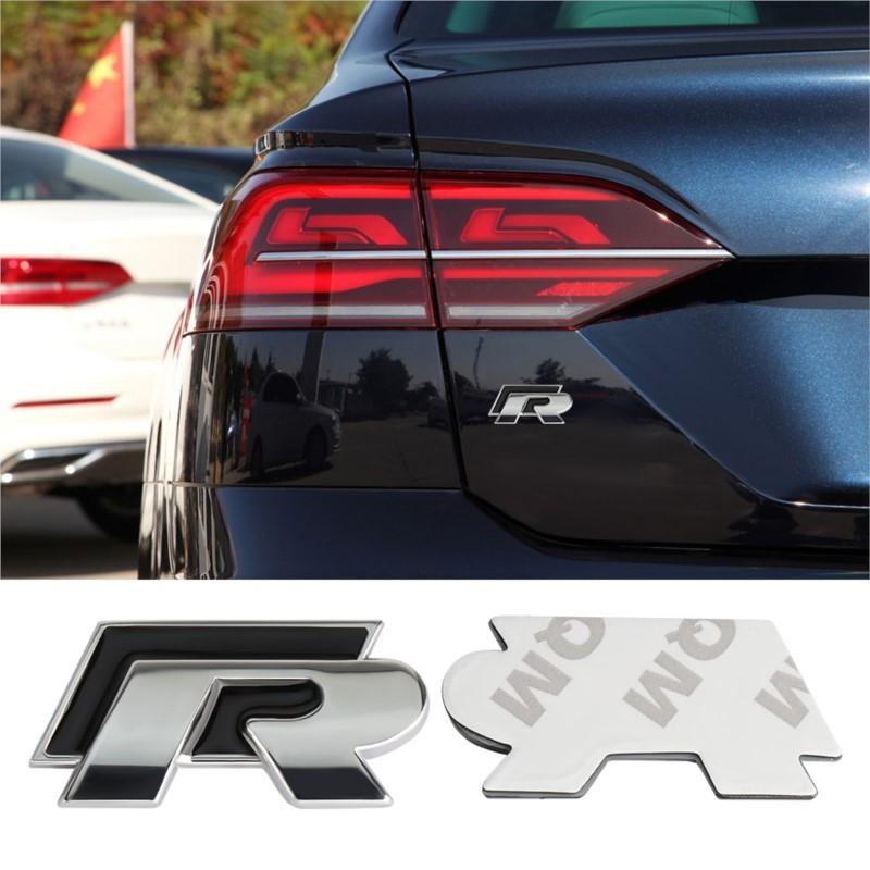 AABKX1 3D Metal R Rline Logo Badge Sticker Car Front Grille Trunk Emblem Stickers For Volkswagen VW Polo Golf Polo CADDY Beetle Jetta R