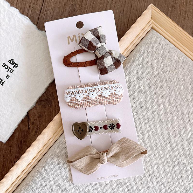 4 шт./компл. бежевый кофейный цвет элегантные заколки для волос для маленьких детей милые ретро цветочные банты детские заколки милые аксессуары для волос