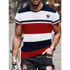 Мужская полосатая футболка из полиэстера | Повседневная футболка с круглым вырезом, слегка эластичная, летняя, с 3D-принтом, стандартного кроя, с коротким рукавом | Уличный топ для повседневной носки на выходных
