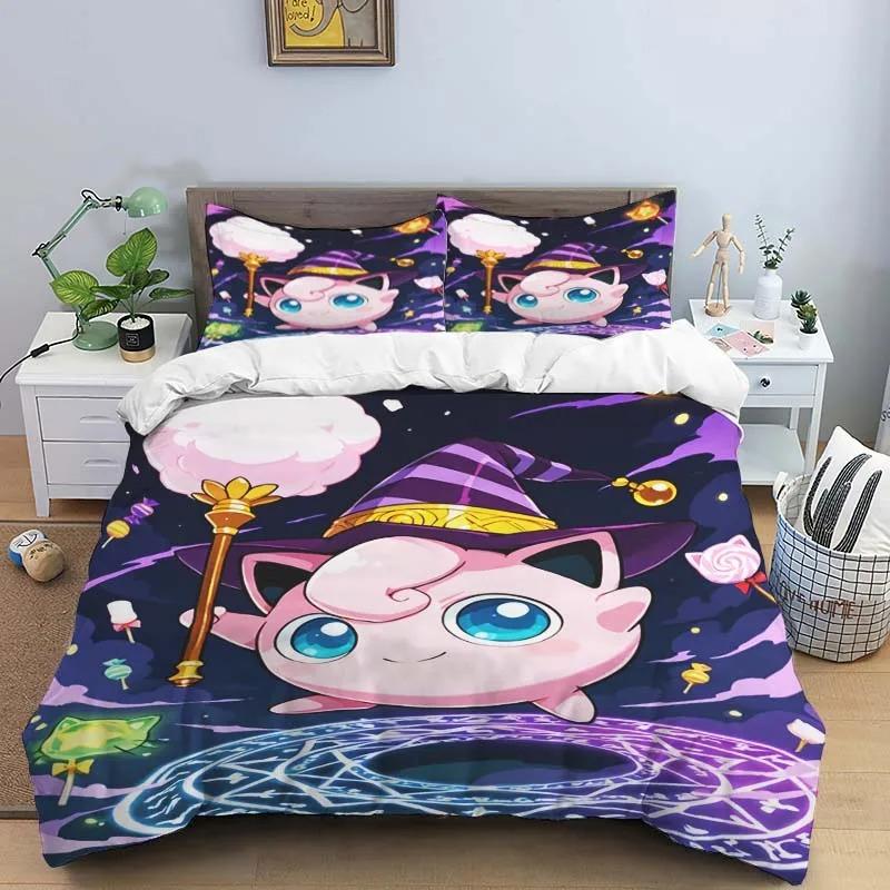 Cartoon Duvet Cover Pillowcase Jigglypuff Bedding Set Adult Boy Girl Bedroom Decoration Children Single Double Large Size