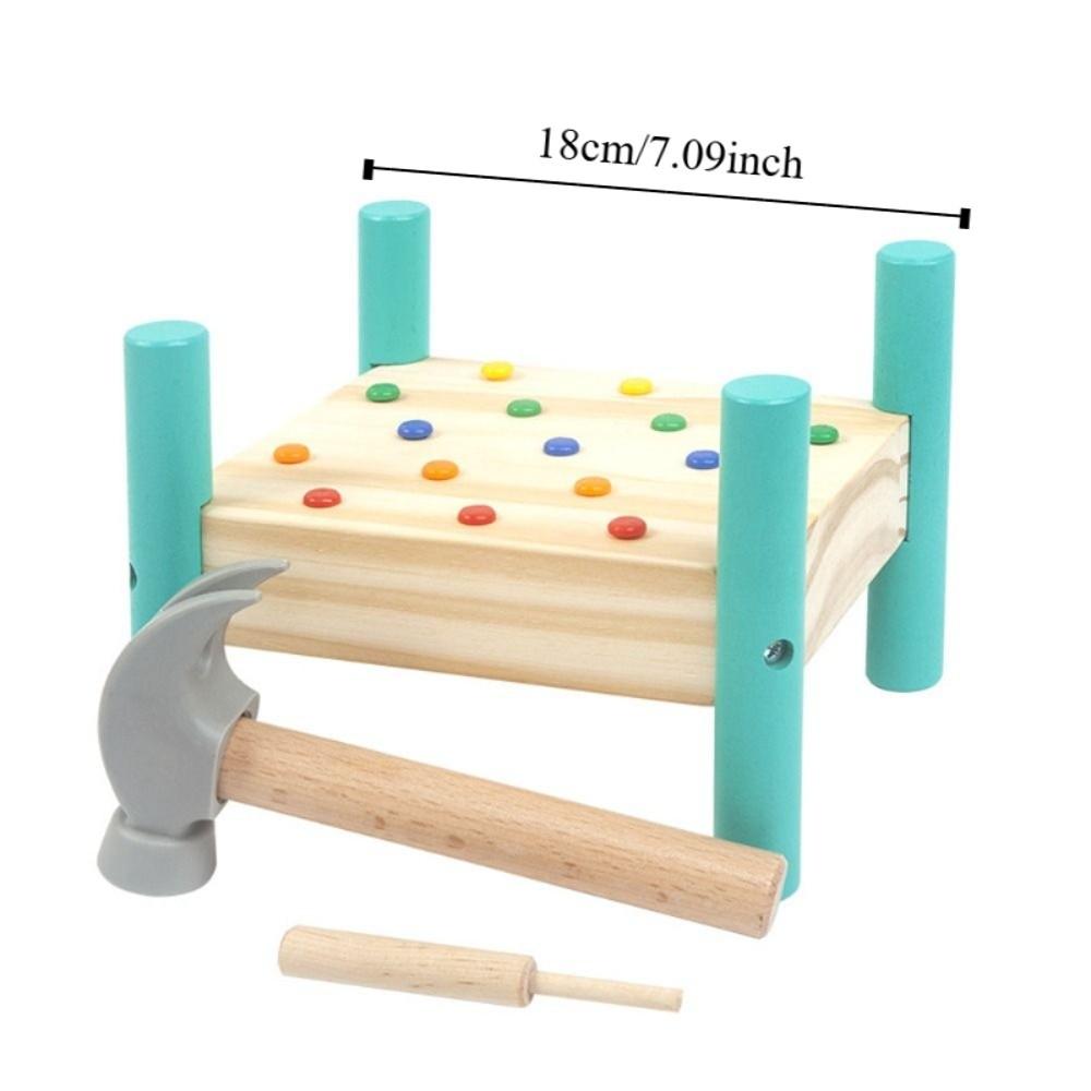 Wood Knock Nails Tool Toy Montessori Baby Hammer Hit Wooden Toys  Hand-eye Coordination