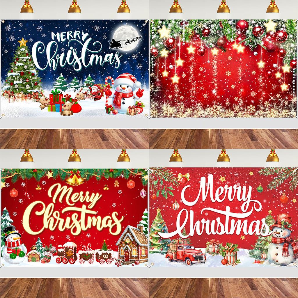 Merry Christmas Backdrop Banner Santa Snowman Background Christmas Decorations for Home2026 Navidad Noel Xmas Gifts NewYear 2026