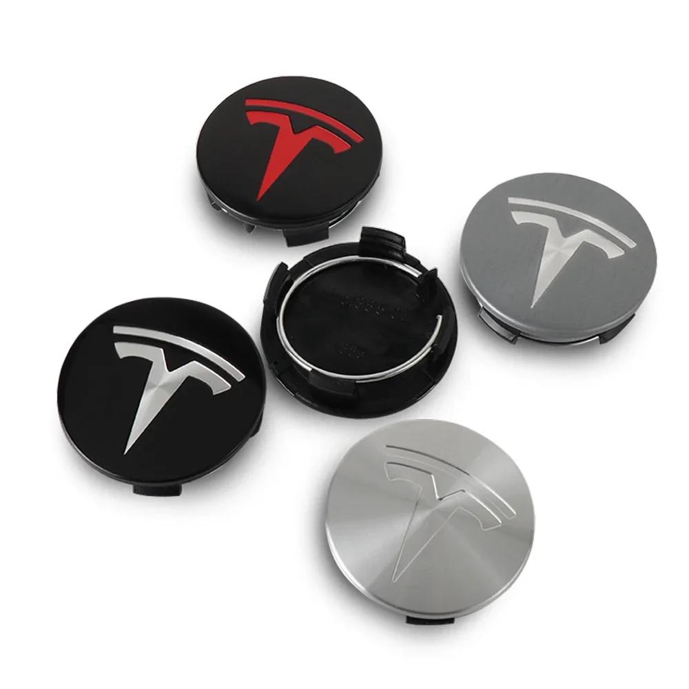 Автомобильная наклейка Tesla 4 шт. 56 мм Наклейки-заглушки центральных колпачков ступиц колес автомобиля Значок Наклейка Автоаксессуары Для Tesla Model 3 Model