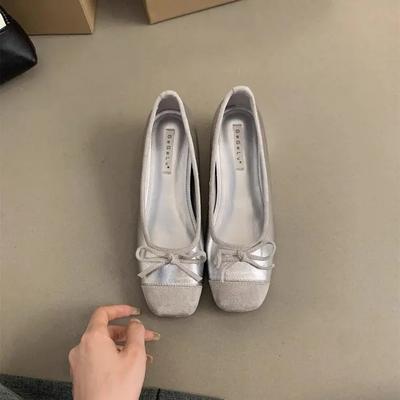 2024 Туфли на низком каблуке с закрытым носком Женские туфли на плоской подошве Платье из резины ПУ Туфли на низком каблуке Женские туфли на плоской подошве Платье из ПУ